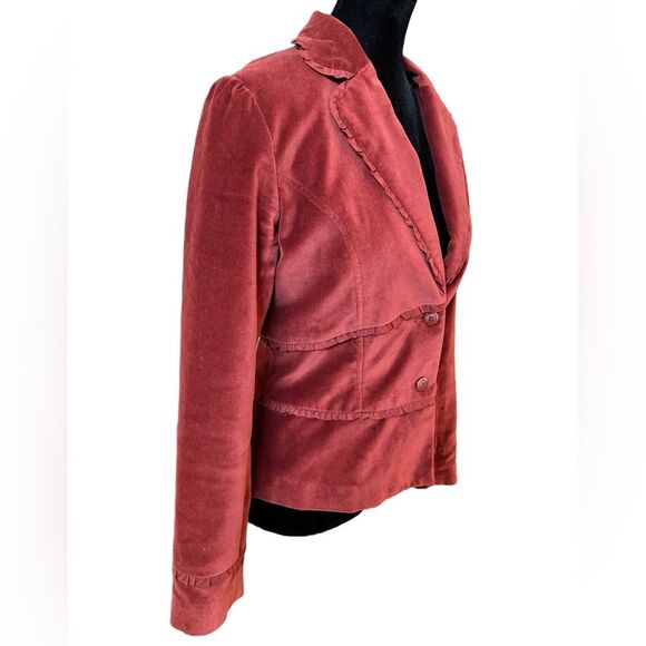 Apt. 9 Vintage Y2K Blazer Size 4 Brown Velvet Jacket Chocolate Retro 2000s - Picture 3 of 6